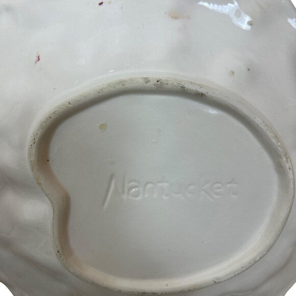 Nantucket Santa & Teddy Bear Christmas Plate Ceramic Holiday Collectible - Picture 2 of 9